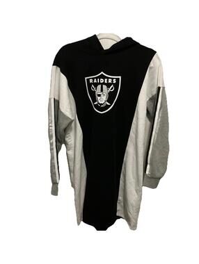 Las Vegas Raiders color-block hoodie dress or tunic in black, white, and gray L